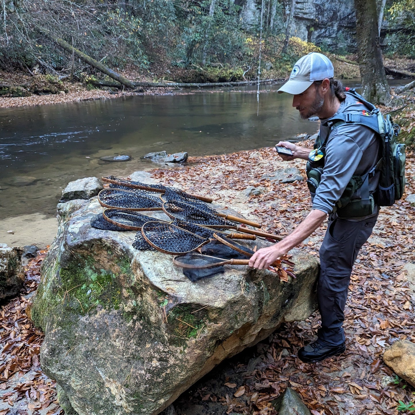 Blue Line + Tether - 19" x 11" Hoop - Custom Handle Lengths