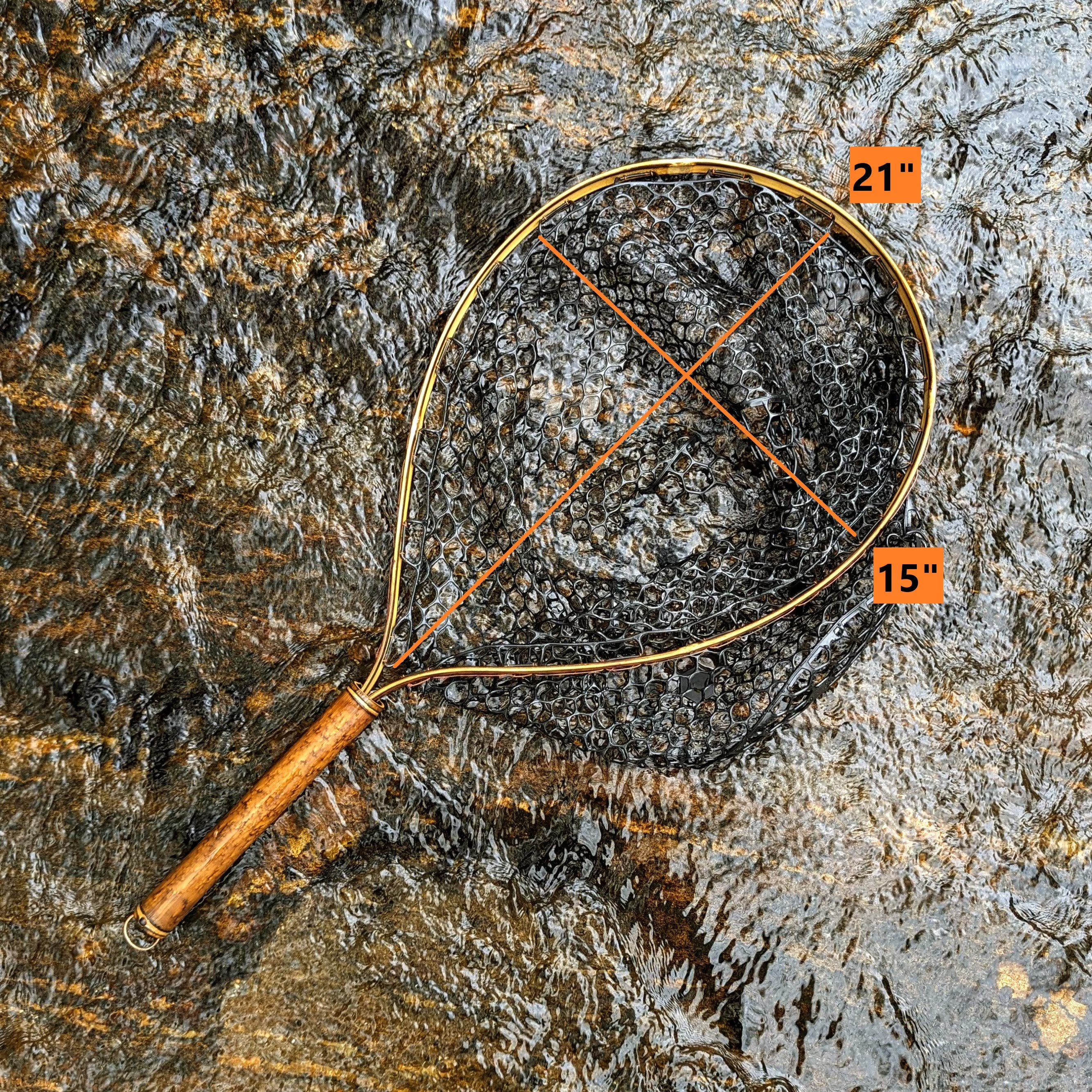 backdown of fishing net The Downstream Long 12"- 16" / Black Rubber Coated Nylon