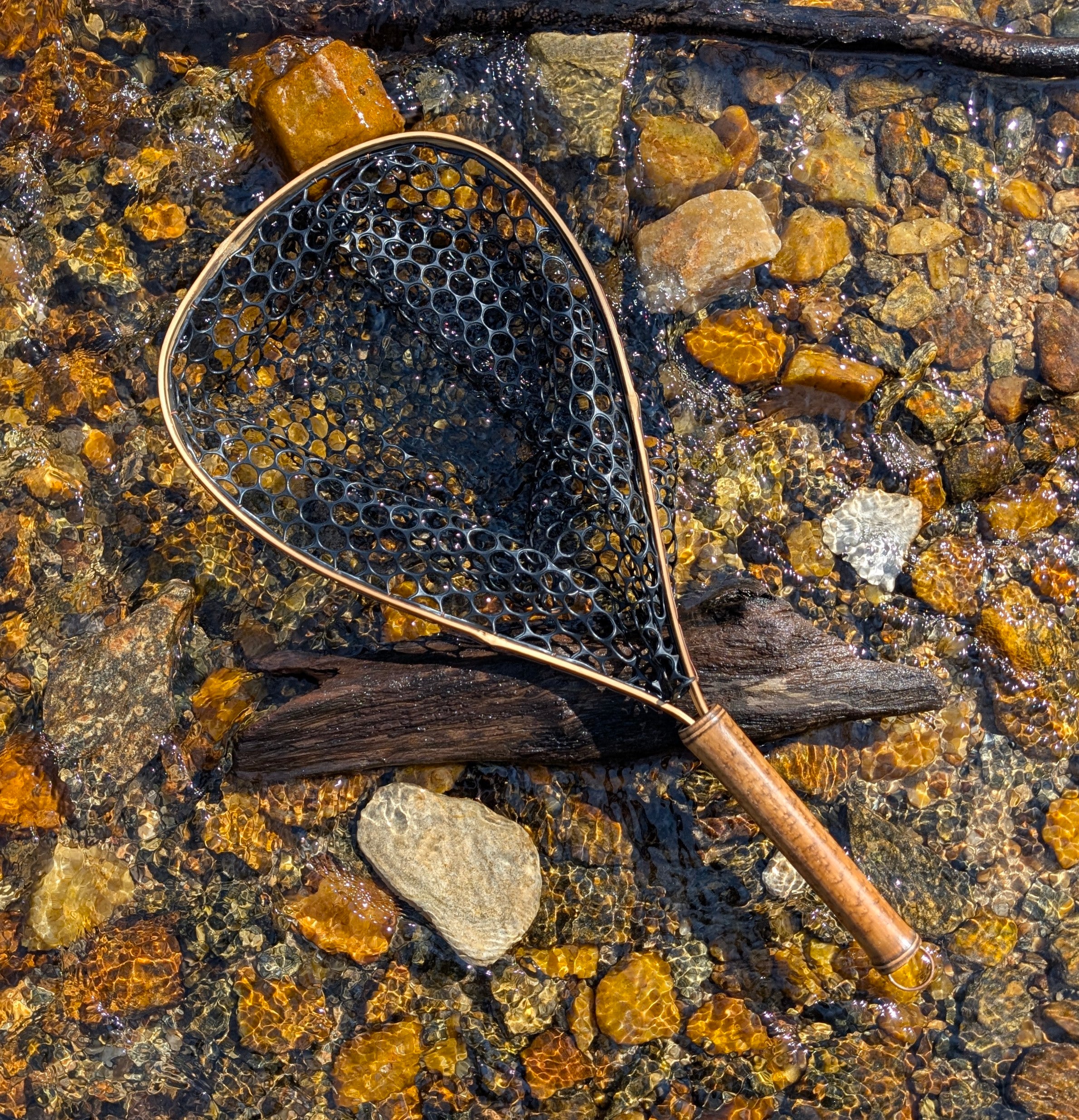 Upstream Wide Mouth Bamboo Fly Fishing Net Long 12