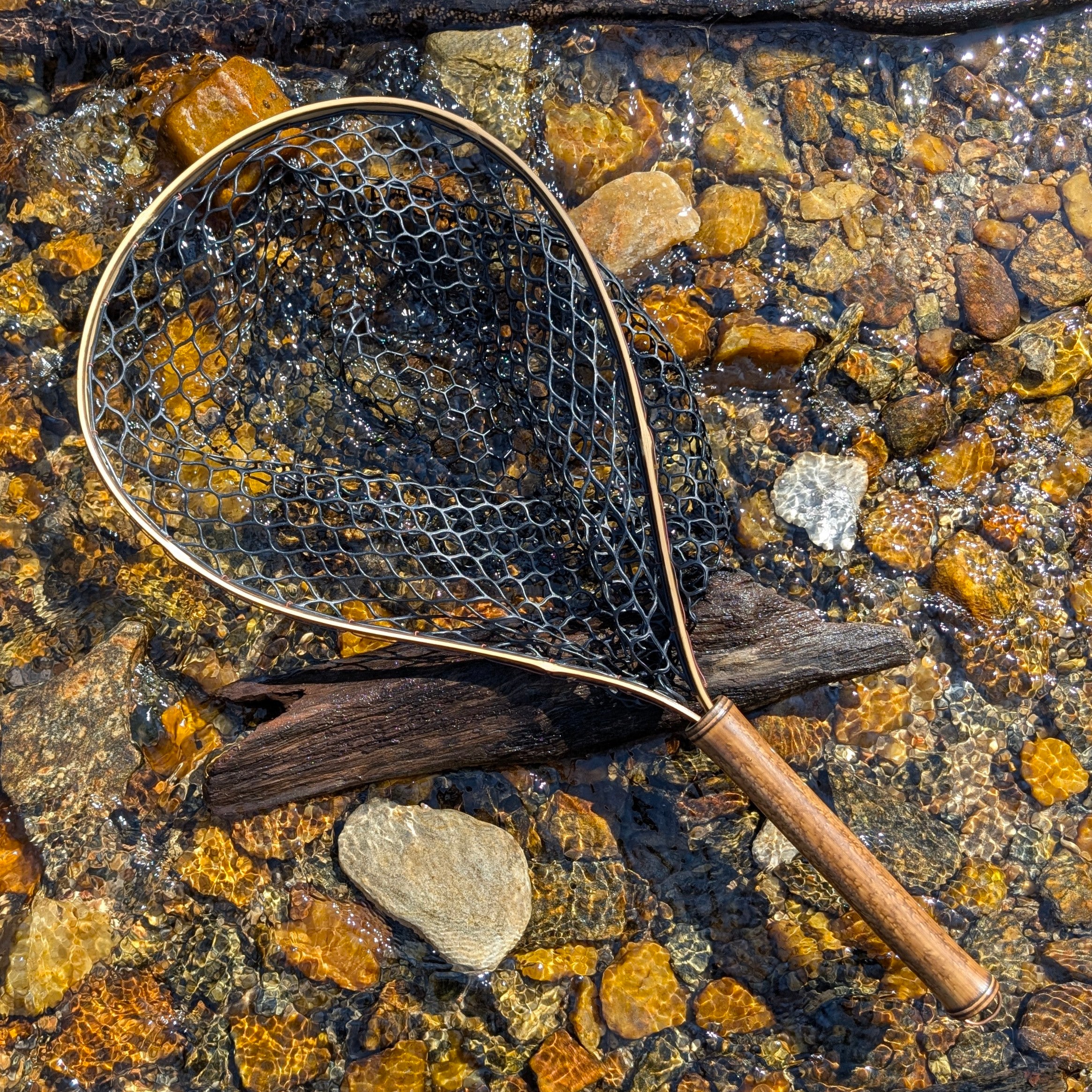 Upstream Wide Mouth Bamboo Fly Fishing Net Long 12